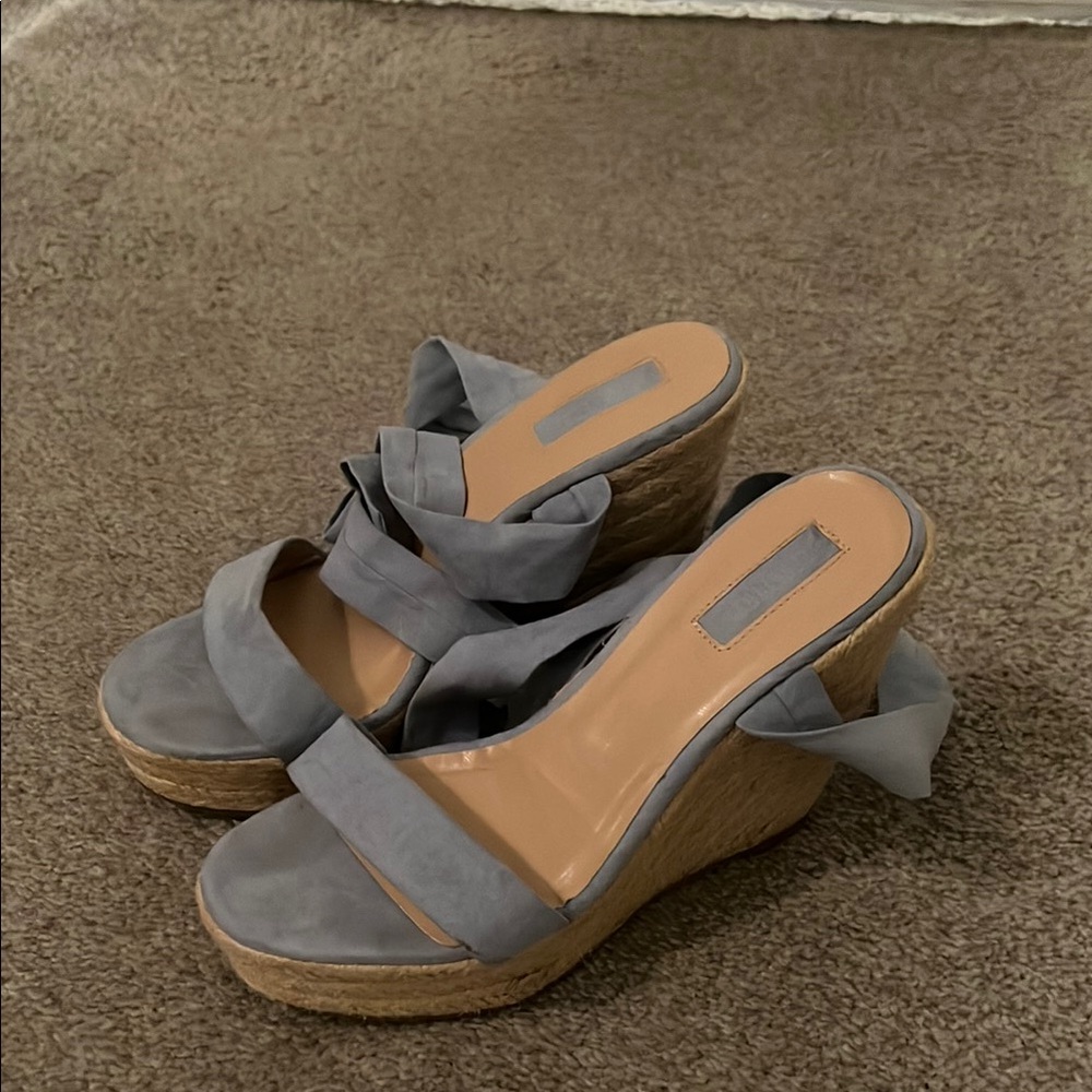 Tie Up Blue Wedge Sandal